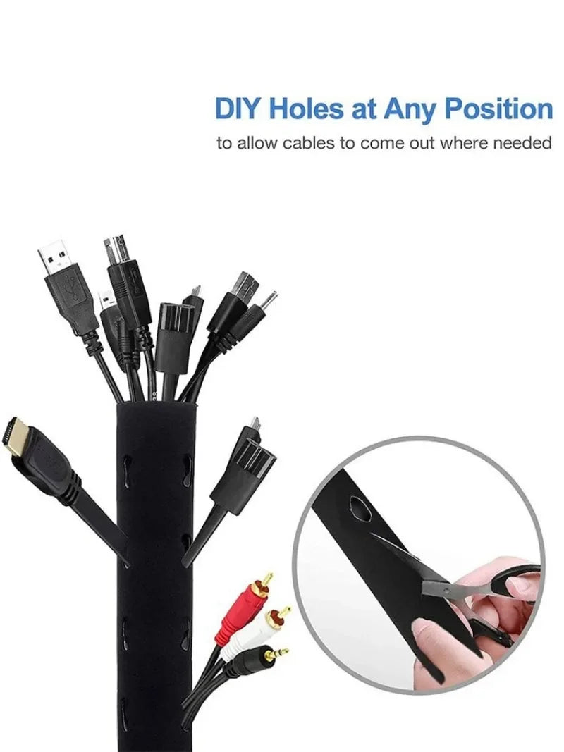 3-1Pcs Zipper Cable Sleeve Nylon Wire Cable Management Organizer Sleeve Wire Protector for PC Computer Cable Management Covers