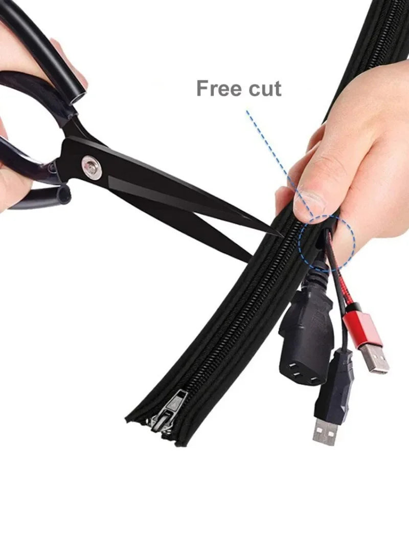 3-1Pcs Zipper Cable Sleeve Nylon Wire Cable Management Organizer Sleeve Wire Protector for PC Computer Cable Management Covers